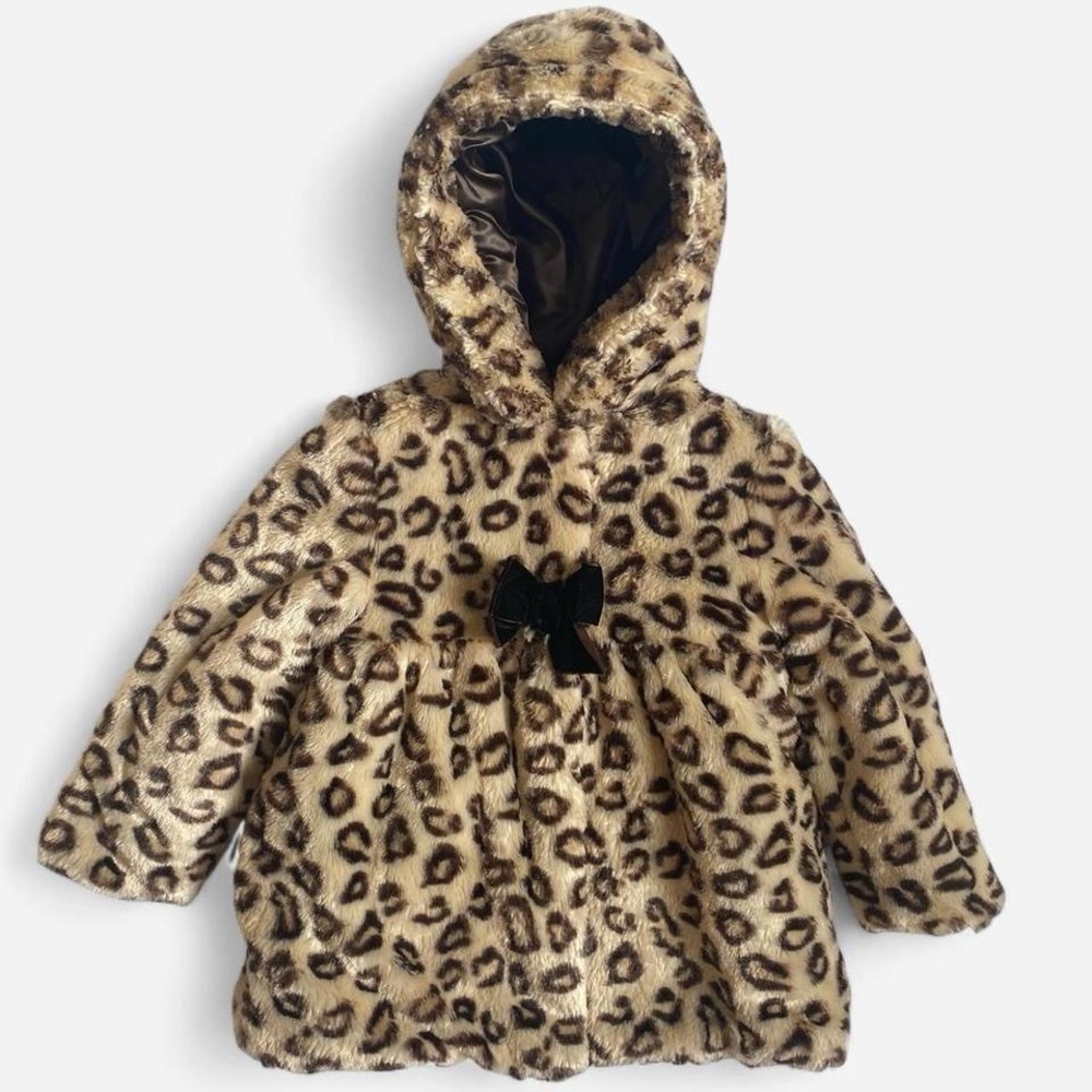 Y2K Leopard Print Kids Faux Fur Coat